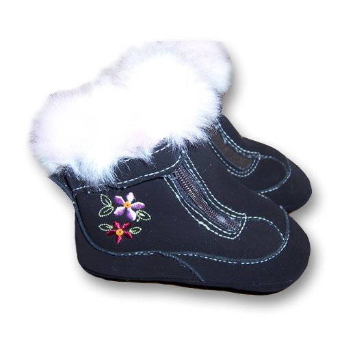 Infant Toddler Girl's Brown Suede Boots with Pink Trim