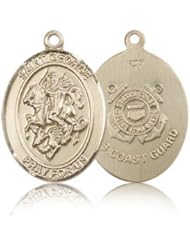 14kt Solid Gold Pendant Saint St. George / Coast Guard Medal 1/2 x 1/4 Inches Boy Scouts/Soldiers-9040- Comes with a Black velvet Box