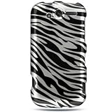 Hard Snap on Plastic With SILVER ZEBRA Design Sleeve Faceplate Cover Case f ....