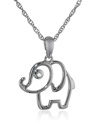 Sterling Silver Childrens Elephant Pendant Necklace 13+3" Extender