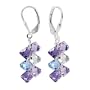 SCER009 Made with Swarovski Elements� Lavender Blue and Clear Crystal 1.5" Long Sterling Silver Dangle Earrings