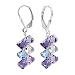 SCER009 Made with Swarovski Elements� Lavender Blue and Clear Crystal 1.5" Long Sterling Silver Dangle Earrings