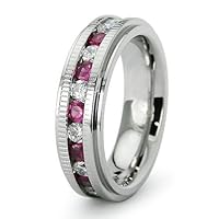 6MM Ladies Eternity Titanium Ring Wedding Band with CZ sizes 5 to 8