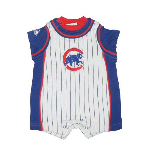 MLB Chicago Cubs Walking Bear Baby / Infant One-Piece Bodysuit / Romper / Onesie - White & Blue (Size: 6-9)