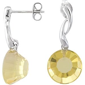 Genuine Lime Quartz Earrings Sparkling Sterling Silver
