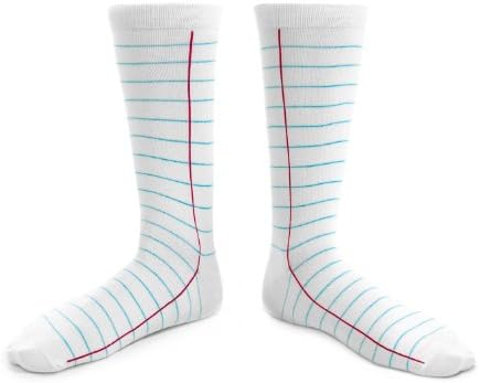 Ashi Dashi Men's Mid-Calf Notebook Loose Leaf Socks -Medium/Large White