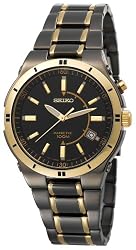 Seiko Men's SKA366 Kinetic Black Ion Watch
