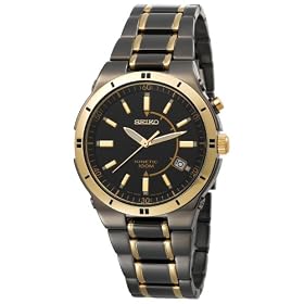 Buy Seiko Mens SKA366 Kinetic Black Ion Watch
