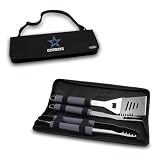 Metro BBQ Tote - Dallas Cowboys - The Metro BBQ Tote stands out among other portable barbecue tool set. It's a 3-piece BBQ tool set with gray silicone handles in an attractive black polyester zip-up case with an adjustable black shoulder strap. It inclu