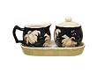 Sugar & Creamer 2pc Set w/ Tray White Flower Decor