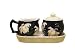 Sugar & Creamer 2pc Set w/ Tray White Flower Decor