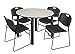 Kee 48" Round Breakroom Table- Maple/ Black & 4 Zeng Stack Chairs- Black