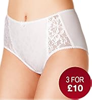 High Rise Jacquard & Floral Lace Midi Knickers