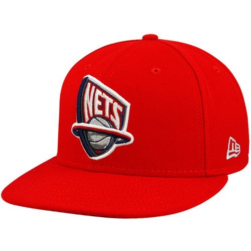 New Era New Jersey Nets Red 59FIFTY Primary Logo Flat Brim Fitted Hat (7 3/4)
