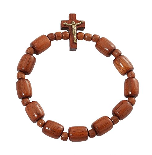 Rosary Decade Beaded Stretchable Bracelet - Jatoba Wood - Made in Brazil