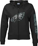 Philadelphia Eagles -Black- Women's Giant Logo Stretch Zip Hooded Sweatshirt