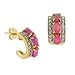 Vermeil (24k Gold over Sterling Silver) Simulated Pink Opal Genuine Diamond Accent Stone Oval Prong Half Hoop Earrings