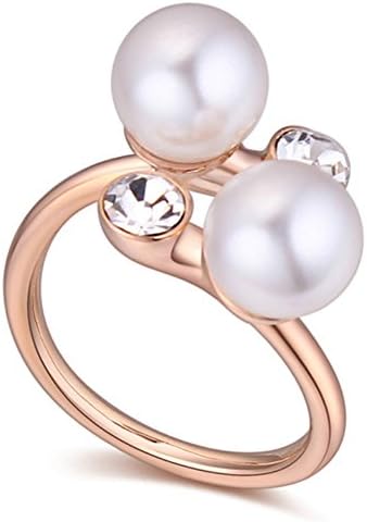 RI96044C2-8 Fashion "Life Together" Pearl Gilded Ring