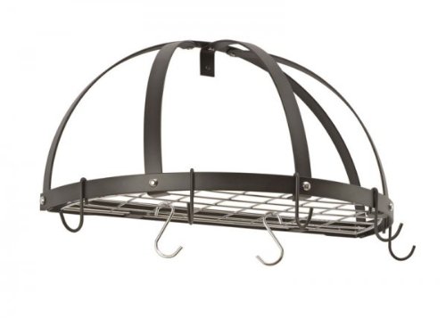 Half Dome Pot Rack w Grid in Black w Chrome Hooks (Black/Chrome)