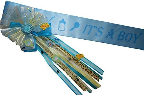Blue It's a Boy Sash and It's a Boy Corsage Baby Shower Ribbon