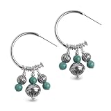 Silver with Turquoise Hoop Earrings