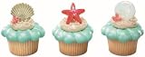 Beach Seashell Sand Dollar and Starfish Cupcake Rings - 12 ct