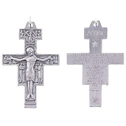 Small Crucifix - San Damiano Cross - Pendant - 1 and 1/2'' Height - IMPORTED FROM ITALY