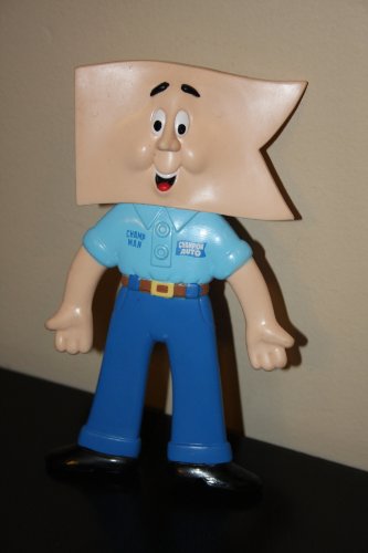 : Champ Man Champion Auto Part Store Mascott Bendable Character Toy Figure Dated 1991 Images