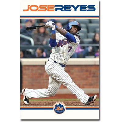 Professionally Framed New York Mets Jose Reyes Sports Poster Print - 22x34 with RichAndFramous Black Wood Frame