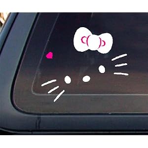 Hello Kitty Face w/ WHITE Bow Car Decal / Sticker