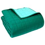 100% Cotton Quilted Reversable Bedspread Teal & Blue