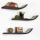 Trista - [Dark Brown] Stylish J Type Leather Wall Shelf / Bookshelf / Floating Shelf (Set of 3)