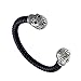 Jewelry Mens Leather Stainless Steel Skull Bracelet, Skull Charms Cuff Bangle