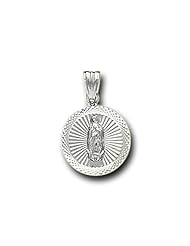 14K Solid White Gold Virgin Guadalupe DC Charm Pendant