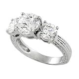 Sterling Silver CZ Fashion Ring with Three Circle Cut Stones