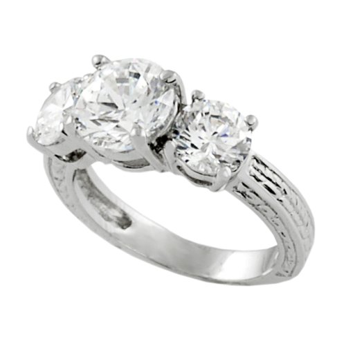 Sterling Silver CZ Fashion Ring with Three Circle Cut Stones