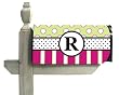 Monogram Peppy Pink & Green Polka Dot Magnetic Mailbox Cover - R Monogram Peppy Pink & Green Polka Dot Magnetic Mailbox Cover - R