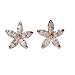 Gold Tone Crystal Stud Earrings Cute Flower Design Bling Bling with Clear Austrian Crystals E154