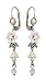 Michal Negrin Dangle Earrings with Hand-Painted Flowers, Leaves, Beads, White and Cream Swarovski Cr