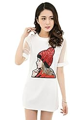 Girls General Print Summer Sequined Cotton/Polyester Short Sleeves  Shirt  Dress