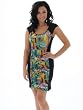 Stunning Dress Multi Color Panels Black Trim Designer Dress Made in the USA Sizes S M L or XL