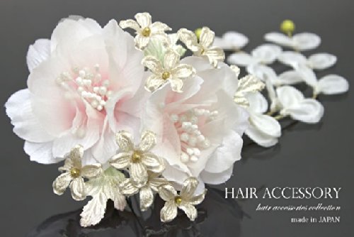 髪飾り 白 ビーズ　ブラ飾り　コーム[成人式/振袖/卒業式/浴衣]