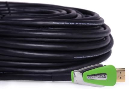 FORSPARK (20 Feet/7.5 Meters) Aurora Ultra High Speed Series HDMI Cable With Ethernet, Metal Green Case,HDMI Connector A To A Type, 24AWG, Support 3D,4K,18Gbps, Good for Yamaha Denon AV Receiver, CL3 Rated,Flexible for In-Wall Installation [Newest Standard HDMI Cable 2.0]