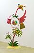 Flamingo Party Girl Metal Gazing Globe Stand Statuary with Mystic Gazing Globe