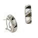 Art Deco Sterling Silver .925 Genuine White, and Gray Mother of Pearl MOP Mosaic Simulated Diamond cz Omega Back Earrings
