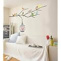 Decowall, DW-1202, Birdcage & oiseaux sur la branche stickers muraux | paroi murale | sticker mural