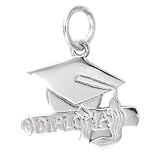 Sterling Silver Graduation Cap And Diploma Charm