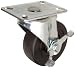 E.R. Wagner Plate Caster, Swivel with Pinch Brake, Hard Rubber Wheel, Delrin Bearing, 350 lbs Capacity, 5