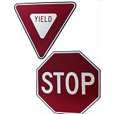 Stop Sign and Yield Sign Traffic Sign Peel and Stick Wall Stickers