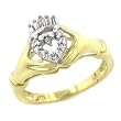 10k Two-Tone Gold Diamond Claddagh Ring (.054 cttw, I-J Color, I2-I3 Clarity) - Size 7